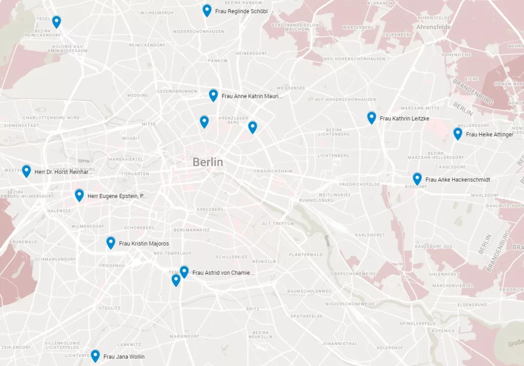 Karte mit systemischen Therapeuten mit Kassensitz in Berlin